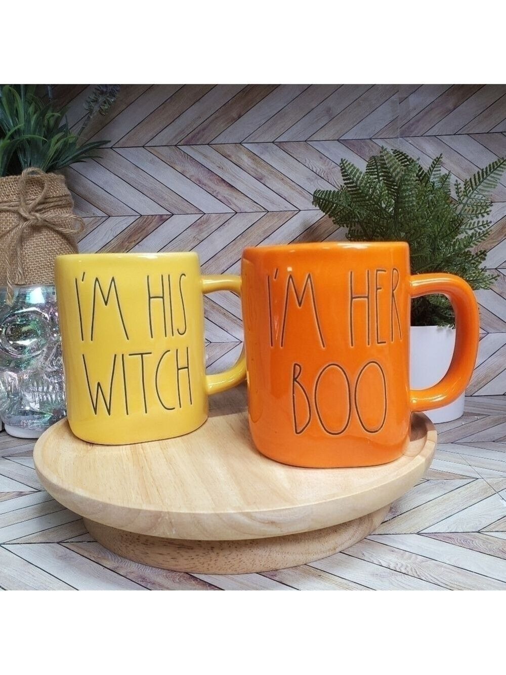 Rae Dunn Ceramic Mugs Set of 2 I'm Her Boo I'm His Witch